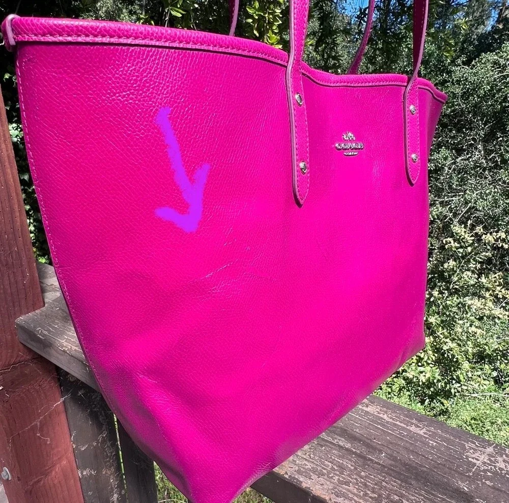 COACH City Tote Bright Violet PINK w Gold Hardware Womens Shoulder Bag AUTHENTIC - Picture 14 of 15